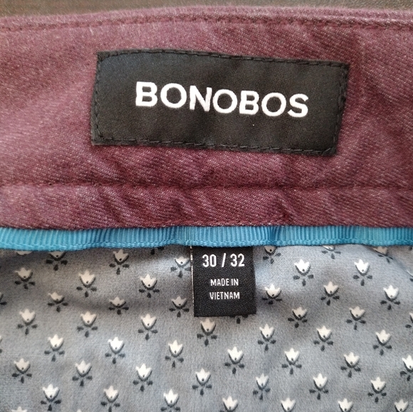 Bonobos Maroon COTTON Blend Slim Stretch Original Chino Pants - Picture 5 of 5